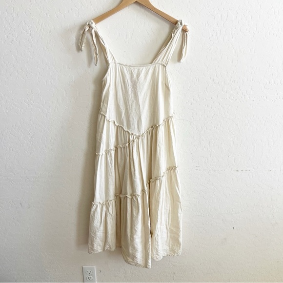 Urban Renewal Made In LA Linen Tie Shoulder Tiered Maxi Dress - Picture 4 of 9